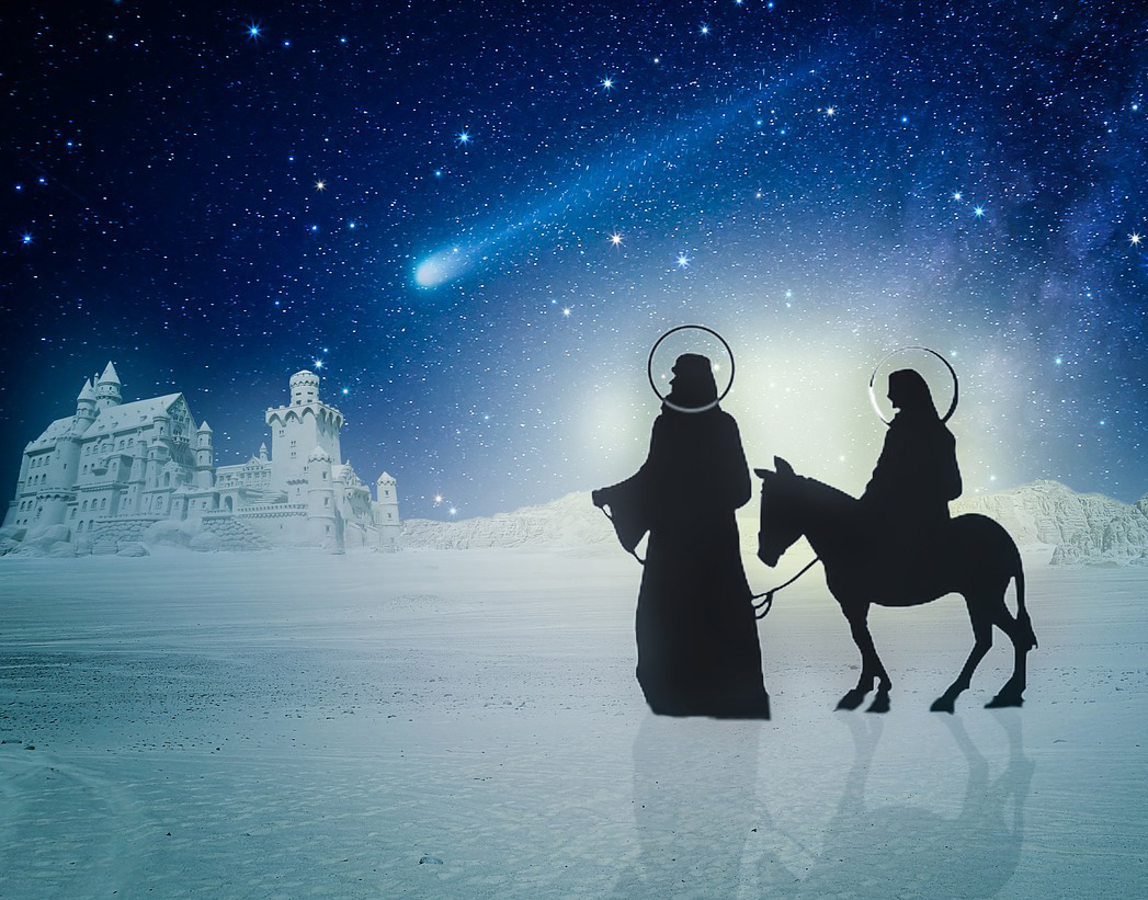 Weihnachtsidylle mit Maria und Josef